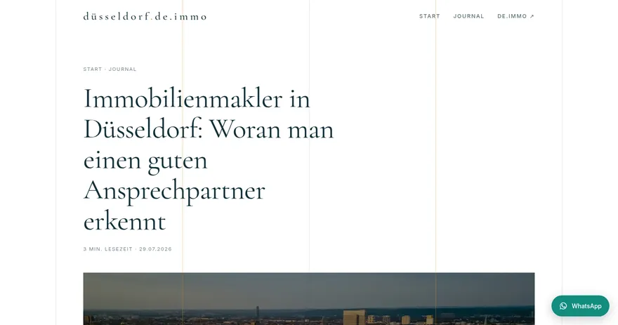 Aufnahme der ver&ouml;ffentlichten Seite auf duesseldorf.de.immo