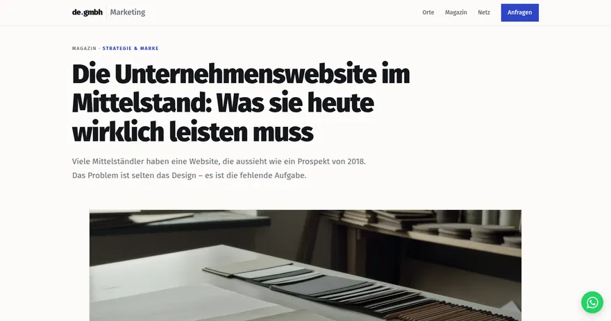 Aufnahme der ver&ouml;ffentlichten Seite auf marketing.de.gmbh