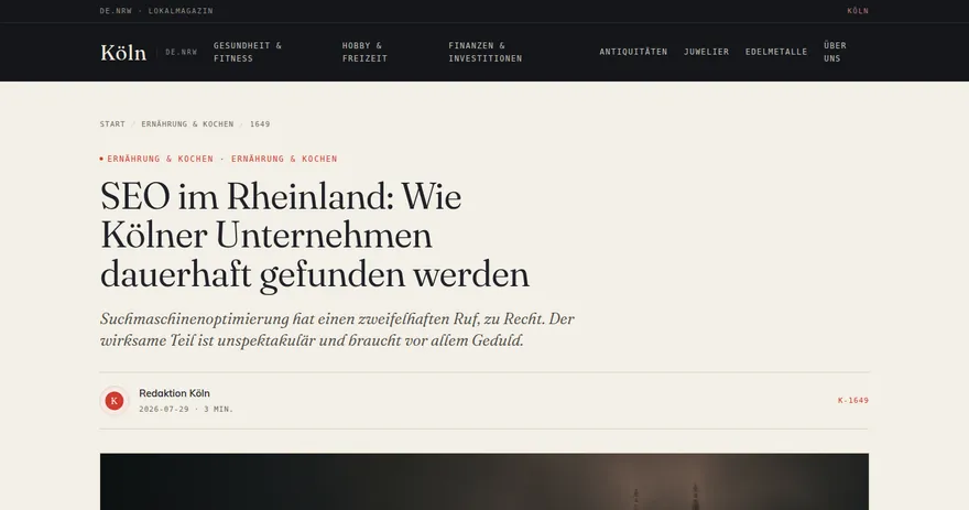 Aufnahme der ver&ouml;ffentlichten Seite auf koeln.de.nrw