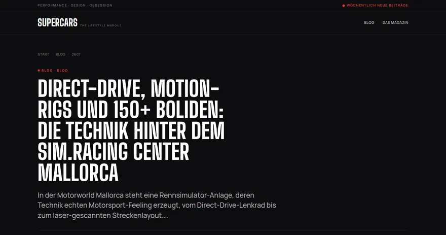Aufnahme der ver&ouml;ffentlichten Seite auf supercars.lifestyle