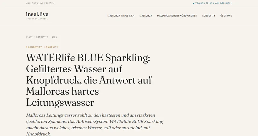 Aufnahme der ver&ouml;ffentlichten Seite auf insel.live