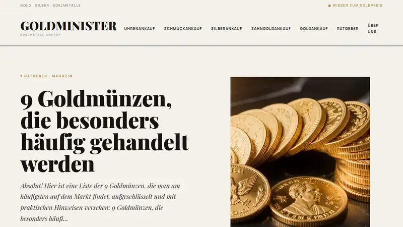 Startseite von GoldMinister