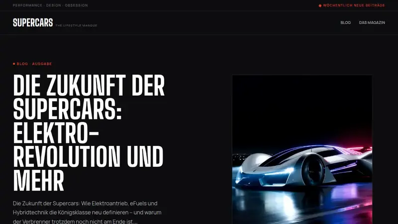 Startseite von Supercars.Lifestyle Deutschland